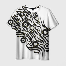 Мужская футболка 3D с принтом Каллиграфия , 100% полиэфир | прямой крой, круглый вырез горловины, длина до линии бедер | Тематика изображения на принте: 