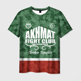 Мужская футболка 3D с принтом FIGHT CLUB AKHMAT , 100% полиэфир | прямой крой, круглый вырез горловины, длина до линии бедер | Тематика изображения на принте: aca | acb | akhmat | club | fight | mma | wfca | ахмат | грозный | чечня