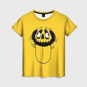 Женская футболка 3D с принтом Yellow | Skull , 100% полиэфир ( синтетическое хлопкоподобное полотно) | прямой крой, круглый вырез горловины, длина до линии бедер | 