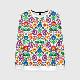 Женский свитшот 3D с принтом Славянский узор , 100% полиэстер с мягким внутренним слоем | круглый вырез горловины, мягкая резинка на манжетах и поясе, свободная посадка по фигуре | белорусский | многоцветный | орнамент | орнаменты | польский | растительный | русский | славянские | славянский | узор | узоры | украинский | цветы