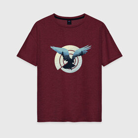 Женская футболка хлопок Oversize с принтом Абстрактная птица , 100% хлопок | свободный крой, круглый ворот, спущенный рукав, длина до линии бедер
 | Тематика изображения на принте: 