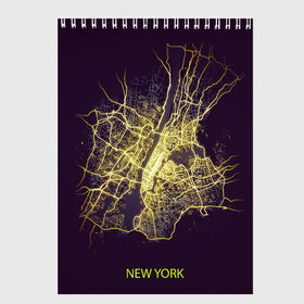 Скетчбук с принтом Ночная карта Нью йорка , 100% бумага
 | 48 листов, плотность листов — 100 г/м2, плотность картонной обложки — 250 г/м2. Листы скреплены сверху удобной пружинной спиралью | kazan казань | map | moscow | new york | paris | psg | rome | saint petersburg | usa | карта | москва | ночь | нью йорк | париж | питер | псж | россия | санкт петербург | сша | эльфивая башня