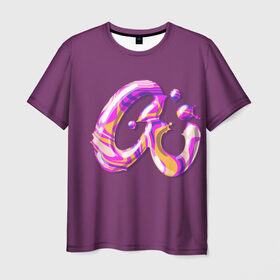 Мужская футболка 3D с принтом Леттеринг, карамельная буква А , 100% полиэфир | прямой крой, круглый вырез горловины, длина до линии бедер | 