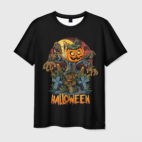 Мужская футболка 3D с принтом Хэллоуин , 100% полиэфир | прямой крой, круглый вырез горловины, длина до линии бедер | diy | ghost | halloween | horror | makeup | scary | skull clown | trick or treat | вампир | ведьма | кошка | луна | магия | ночь | тыква | хэллоуин