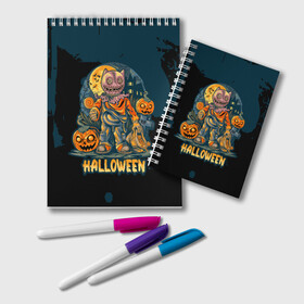 Блокнот с принтом Happy Halloween , 100% бумага | 48 листов, плотность листов — 60 г/м2, плотность картонной обложки — 250 г/м2. Листы скреплены удобной пружинной спиралью. Цвет линий — светло-серый
 | diy | ghost | halloween | horror | makeup | scary | skull clown | trick or treat | вампир | ведьма | кошка | луна | магия | ночь | тыква | хэллоуин