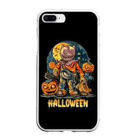 Чехол для iPhone 7Plus/8 Plus матовый с принтом Halloween , Силикон | Область печати: задняя сторона чехла, без боковых панелей | Тематика изображения на принте: diy | ghost | halloween | horror | makeup | scary | skull clown | trick or treat | вампир | ведьма | кошка | луна | магия | ночь | тыква | хэллоуин