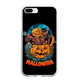 Чехол для iPhone 7Plus/8 Plus матовый с принтом Happy Halloween , Силикон | Область печати: задняя сторона чехла, без боковых панелей | diy | ghost | halloween | horror | makeup | scary | skull clown | trick or treat | вампир | ведьма | кошка | луна | магия | ночь | тыква | хэллоуин