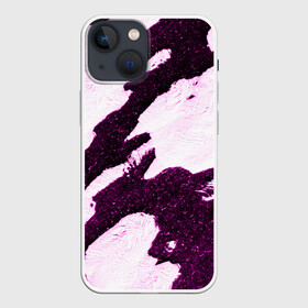 Чехол для iPhone 13 mini с принтом Shine ,  |  | abstraction | bw | ice | pink | shine | snow | texture | top view | white | абстракция | белый | блеск | вид сверху | лед | розовый | снег | текстура | чб