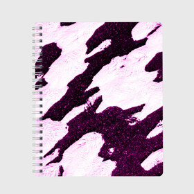 Тетрадь с принтом Shine , 100% бумага | 48 листов, плотность листов — 60 г/м2, плотность картонной обложки — 250 г/м2. Листы скреплены сбоку удобной пружинной спиралью. Уголки страниц и обложки скругленные. Цвет линий — светло-серый
 | Тематика изображения на принте: abstraction | bw | ice | pink | shine | snow | texture | top view | white | абстракция | белый | блеск | вид сверху | лед | розовый | снег | текстура | чб