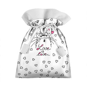 Подарочный 3D мешок с принтом Любовь - Кот , 100% полиэстер | Размер: 29*39 см | Тематика изображения на принте: cat | love | котики | коты | кошки | любовь | сердце