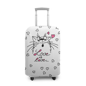 Чехол для чемодана 3D с принтом Любовь - Кот , 86% полиэфир, 14% спандекс | двустороннее нанесение принта, прорези для ручек и колес | cat | love | котики | коты | кошки | любовь | сердце
