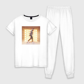 Женская пижама хлопок с принтом Комета , 100% хлопок | брюки и футболка прямого кроя, без карманов, на брюках мягкая резинка на поясе и по низу штанин | jony | pop | комета | музыка | поп | русская музыка | ты беспощадна