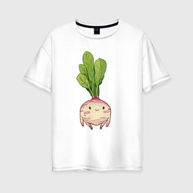 Женская футболка хлопок Oversize с принтом Милая тыква , 100% хлопок | свободный крой, круглый ворот, спущенный рукав, длина до линии бедер
 | арт | мило | милый | овощ | рисунок | свежий овощ | свежий продукт | тыква