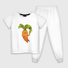Детская пижама хлопок с принтом Милая морковка , 100% хлопок |  брюки и футболка прямого кроя, без карманов, на брюках мягкая резинка на поясе и по низу штанин
 | 
