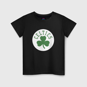 Детская футболка хлопок с принтом Boston Celtics , 100% хлопок | круглый вырез горловины, полуприлегающий силуэт, длина до линии бедер | 