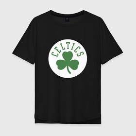 Мужская футболка хлопок Oversize с принтом Boston Celtics , 100% хлопок | свободный крой, круглый ворот, “спинка” длиннее передней части | 