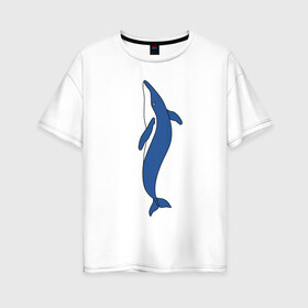 Женская футболка хлопок Oversize с принтом Кит , 100% хлопок | свободный крой, круглый ворот, спущенный рукав, длина до линии бедер
 | животное | кит | море | морской | плавание | свобода | синий