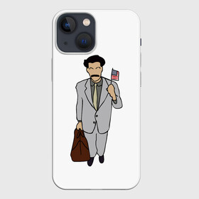 Чехол для iPhone 13 mini с принтом Борат ,  |  | america | borat | kazakhstan | kz | sagdiyev | usa | америка | борат | казахстан | кз | нраица | репортер | сагдиев