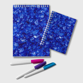 Блокнот с принтом CryStalS , 100% бумага | 48 листов, плотность листов — 60 г/м2, плотность картонной обложки — 250 г/м2. Листы скреплены удобной пружинной спиралью. Цвет линий — светло-серый
 | Тематика изображения на принте: abstraction | blue | crystals | pebbles | shine | stones | structure | texture | абстракция | блеск | галька | камни | кристалы | синий | структура | текстура