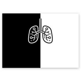 Поздравительная открытка с принтом ЛЕГКИЕ , 100% бумага | плотность бумаги 280 г/м2, матовая, на обратной стороне линовка и место для марки
 | anticoronavirus | black | coronavirus | covid | lungs | virus | white | антикоронавирус | белый | вирус | ковид | коронавирус | легкие | органы | черный