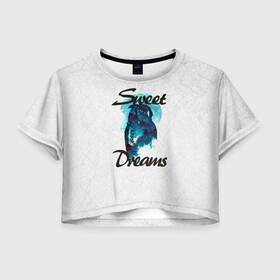 Женская футболка Crop-top 3D с принтом Сова , 100% полиэстер | круглая горловина, длина футболки до линии талии, рукава с отворотами | sweet dreams | звезды | луна | ночная жизнь | ночь | сновидения | сны | сова | сон | спокойной ночи