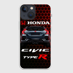 Чехол для iPhone 13 mini с принтом Honda Civic Type R. ,  |  | 2020 | auto | honda | honda civic | honda civic type r 2020 | sport | type r | авто | автомобиль | автомобильные | бренд | марка | машины | спорт | хонда