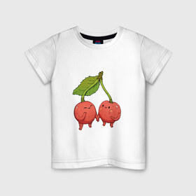 Детская футболка хлопок с принтом Сестрички-вишни , 100% хлопок | круглый вырез горловины, полуприлегающий силуэт, длина до линии бедер | арт | вишенка | вишенки | вишня | мило | милота | рисунок | свежий продукт | свежий ягода | ягода