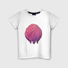 Детская футболка хлопок с принтом Фиолетовая капуста , 100% хлопок | круглый вырез горловины, полуприлегающий силуэт, длина до линии бедер | арт | капуста | краснокочанная капуста | мило | милота | овощ | рисунок | свежий овощ | свежий продукт | фиолетовая капуста
