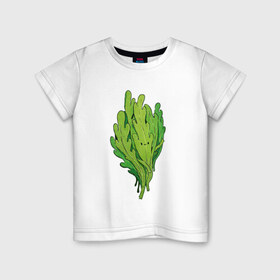 Детская футболка хлопок с принтом Рукола , 100% хлопок | круглый вырез горловины, полуприлегающий силуэт, длина до линии бедер | арт | зеленый | мило | милота | рисунок | рукола | свежие специи | свежий продукт | специи