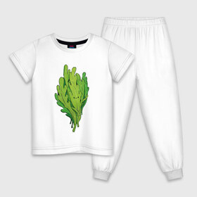 Детская пижама хлопок с принтом Рукола , 100% хлопок |  брюки и футболка прямого кроя, без карманов, на брюках мягкая резинка на поясе и по низу штанин
 | арт | зеленый | мило | милота | рисунок | рукола | свежие специи | свежий продукт | специи