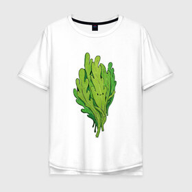 Мужская футболка хлопок Oversize с принтом Рукола , 100% хлопок | свободный крой, круглый ворот, “спинка” длиннее передней части | арт | зеленый | мило | милота | рисунок | рукола | свежие специи | свежий продукт | специи
