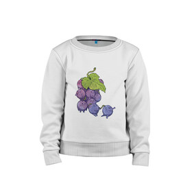 Детский свитшот хлопок с принтом Виноградинки , 100% хлопок | круглый вырез горловины, эластичные манжеты, пояс и воротник | Тематика изображения на принте: арт | веточка винограда | виноград | виноградинки | мило | милота | рисунок | свежая ягода | свежие ягоды | свежий продукт | синий виноград | ягода | ягоды