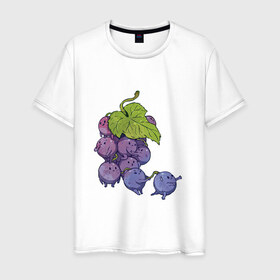 Мужская футболка хлопок с принтом Виноградинки , 100% хлопок | прямой крой, круглый вырез горловины, длина до линии бедер, слегка спущенное плечо. | арт | веточка винограда | виноград | виноградинки | мило | милота | рисунок | свежая ягода | свежие ягоды | свежий продукт | синий виноград | ягода | ягоды