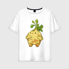 Женская футболка хлопок Oversize с принтом Сельдерей , 100% хлопок | свободный крой, круглый ворот, спущенный рукав, длина до линии бедер
 | арт | мило | милота | овощ | овощи | рисунок | свежие овощи | свежий овощ | свежий продукт | сельдерей