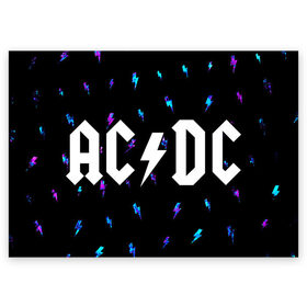 Поздравительная открытка с принтом AC DС , 100% бумага | плотность бумаги 280 г/м2, матовая, на обратной стороне линовка и место для марки
 | ac dc | acdc | back to black | highway to hell | logo | music | rock | айси | айсидиси | диси | лого | логотип | молния | музыка | рок | символ | символика | символы | эйси | эйсидиси
