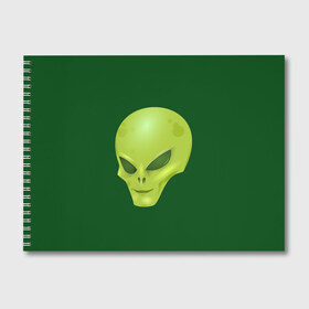 Альбом для рисования с принтом Пришелец , 100% бумага
 | матовая бумага, плотность 200 мг. | Тематика изображения на принте: голова | зеленый человечек | инопланетянин | пришелец | пришельцы