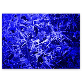 Поздравительная открытка с принтом Dark Blue Gan , 100% бумага | плотность бумаги 280 г/м2, матовая, на обратной стороне линовка и место для марки
 | abstraction | blue | frost | frozen | ice | shine | surface | texture | абстракция | блеск | замерзший | лед | мороз | поверхность | синий | текстура
