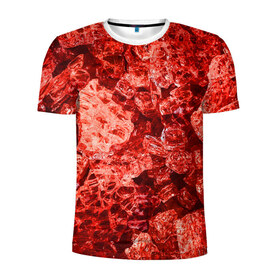 Мужская футболка 3D спортивная с принтом RED-$tyle , 100% полиэстер с улучшенными характеристиками | приталенный силуэт, круглая горловина, широкие плечи, сужается к линии бедра | abstraction | crystals | red | shapes | shards | shine | texture | абстракция | блеск | красный | кристалы | осколки | текстура | формы