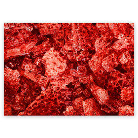 Поздравительная открытка с принтом RED-$tyle , 100% бумага | плотность бумаги 280 г/м2, матовая, на обратной стороне линовка и место для марки
 | abstraction | crystals | red | shapes | shards | shine | texture | абстракция | блеск | красный | кристалы | осколки | текстура | формы