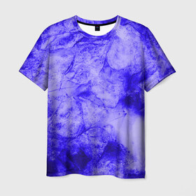 Мужская футболка 3D с принтом Ice-$$$ , 100% полиэфир | прямой крой, круглый вырез горловины, длина до линии бедер | abstraction | blue | cracks | frozen | ice | lines | patterns | shapes | texture | абстракция | замерзший | лед | линии | синий | текстура | трещины | узоры | формы