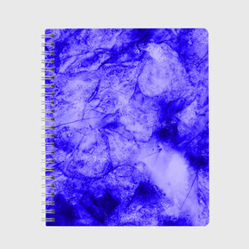 Тетрадь с принтом Ice-$$$ , 100% бумага | 48 листов, плотность листов — 60 г/м2, плотность картонной обложки — 250 г/м2. Листы скреплены сбоку удобной пружинной спиралью. Уголки страниц и обложки скругленные. Цвет линий — светло-серый
 | abstraction | blue | cracks | frozen | ice | lines | patterns | shapes | texture | абстракция | замерзший | лед | линии | синий | текстура | трещины | узоры | формы