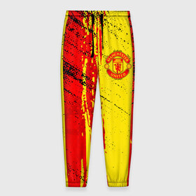 Мужские брюки 3D с принтом Manchester United \ Дьяволы. , 100% полиэстер | манжеты по низу, эластичный пояс регулируется шнурком, по бокам два кармана без застежек, внутренняя часть кармана из мелкой сетки | 