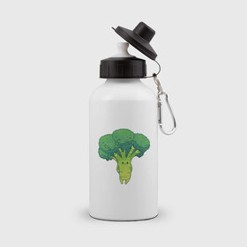 Бутылка спортивная с принтом Симпатичный брокколи , металл | емкость — 500 мл, в комплекте две пластиковые крышки и карабин для крепления | арт | брокколи | мило | милота | овощ | овощи | рисунок | свежие овощи | свежий овощ | свежий продукт