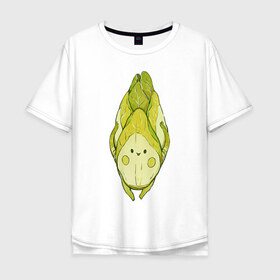 Мужская футболка хлопок Oversize с принтом Цикорий , 100% хлопок | свободный крой, круглый ворот, “спинка” длиннее передней части | арт | мило | милота | овощ | овощи | рисунок | свежие овощи | свежий овощ | свежий продукт | цикорий