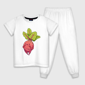 Детская пижама хлопок с принтом Свекла , 100% хлопок |  брюки и футболка прямого кроя, без карманов, на брюках мягкая резинка на поясе и по низу штанин
 | арт | мило | милота | овощ | овощи | рисунок | свежие овощи | свежий овощ | свежий продукт | свекла