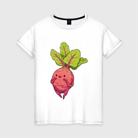 Женская футболка хлопок с принтом Свекла , 100% хлопок | прямой крой, круглый вырез горловины, длина до линии бедер, слегка спущенное плечо | арт | мило | милота | овощ | овощи | рисунок | свежие овощи | свежий овощ | свежий продукт | свекла