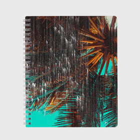 Тетрадь с принтом Palm glitch art , 100% бумага | 48 листов, плотность листов — 60 г/м2, плотность картонной обложки — 250 г/м2. Листы скреплены сбоку удобной пружинной спиралью. Уголки страниц и обложки скругленные. Цвет линий — светло-серый
 | art | astraction | glitch | palm | sky | абстракция | арт | ветки | глитч | листья | небо | пальмы