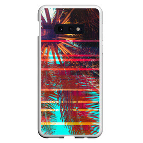 Чехол для Samsung S10E с принтом Palm glitch art , Силикон | Область печати: задняя сторона чехла, без боковых панелей | art | astraction | glitch | palm | sky | абстракция | арт | ветки | глитч | листья | небо | пальмы