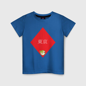 Детская футболка хлопок с принтом Японская фугу , 100% хлопок | круглый вырез горловины, полуприлегающий силуэт, длина до линии бедер | надпись | ромб | рыба | токио | фугу | японское