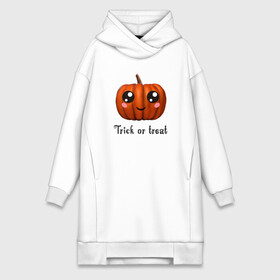 Платье-худи хлопок с принтом Halloween pumpkin ,  |  | Тематика изображения на принте: halloween | pumpkin | trick or treat | кошелек или жизнь | подарок на хэллуин | тыква